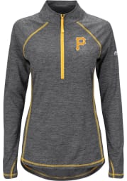 Majestic Pitt Pirates Womens Black Dont Stop Trying 1/4 Zip Pullover