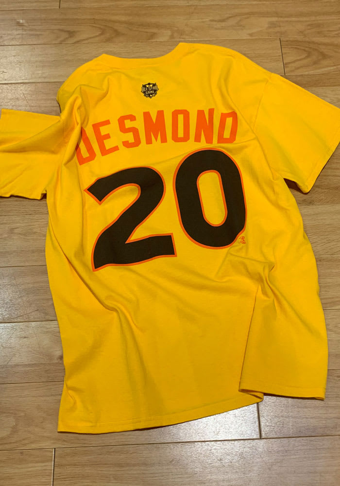 Ian Desmond Texas Rangers Yellow ASG 2016 Short Sleeve Player T Shirt