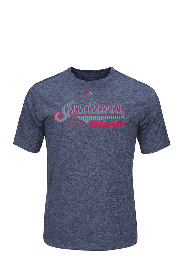 Majestic Cleveland Indians Navy Blue Out of Reach Short Sleeve T Shirt