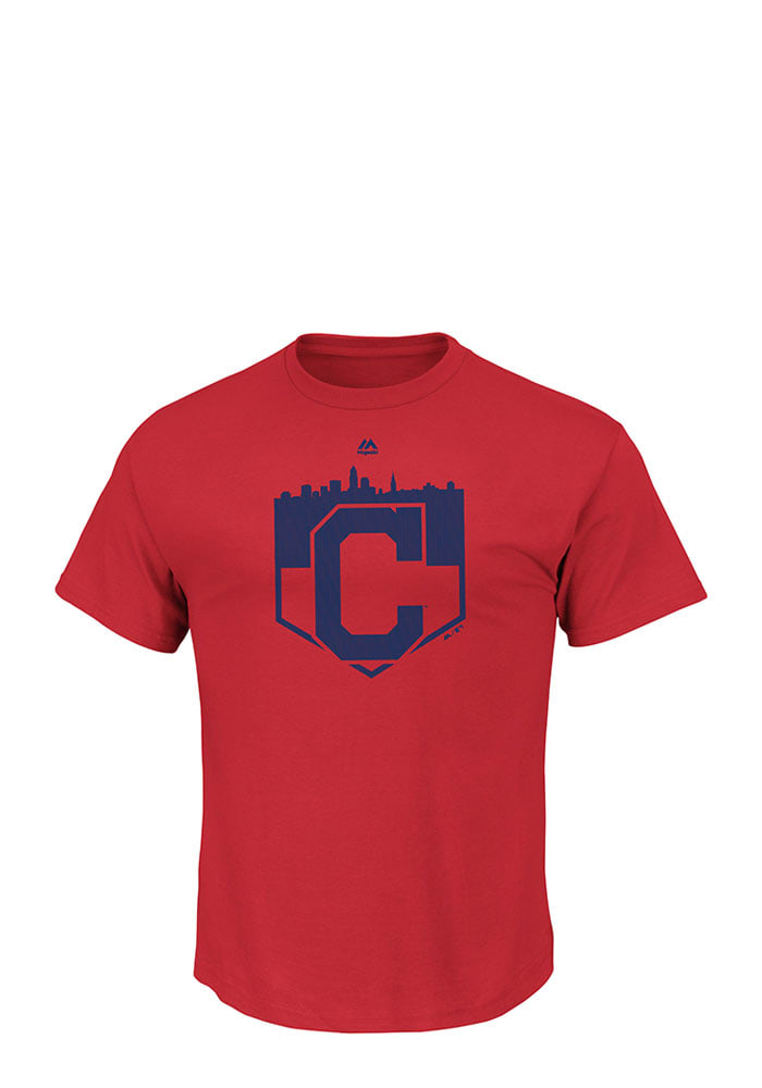 Majestic Cleveland Indians Red Pass Through Short Sleeve Fashion T Shirt