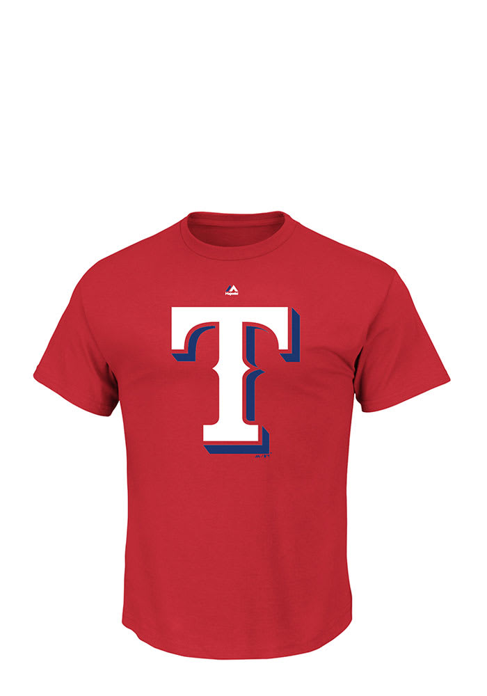 Majestic Texas Rangers Red Official Logo Short Sleeve T Shirt