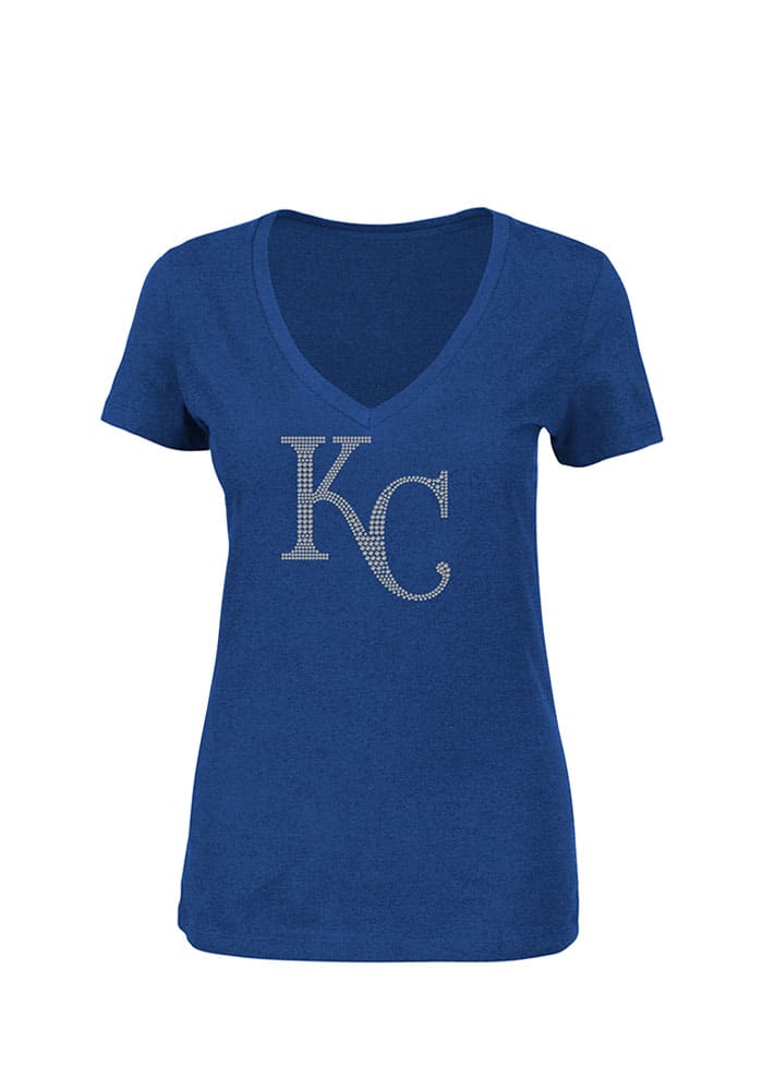 Majestic Kansas City Royals Womens Blue Dream OF Diamonds V-Neck T-Shirt