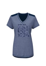 Majestic Detroit Tigers Womens Navy Blue Bright Lights V-Neck T-Shirt