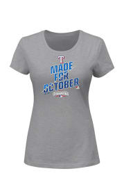 Majestic Texas Rangers Womens Grey Locker Room Short Sleeve Crew T-Shirt