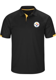 Majestic Pittsburgh Steelers Mens Black Club Seat Short Sleeve Polo