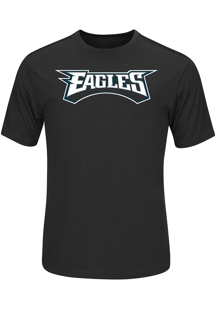 Majestic Philadelphia Eagles Black Logo Tech Wordmark Short Sleeve T Shirt