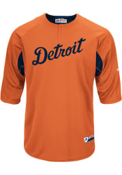 Majestic Detroit Tigers Mens Orange On-Field 3/4 BP Trainer Pullover Jackets