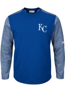 Majestic Kansas City Royals Mens Blue On-Field Tech Long Sleeve Sweatshirt