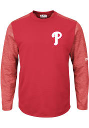 Majestic Philadelphia Phillies Mens Red On-Field Tech Long Sleeve Sweatshirt