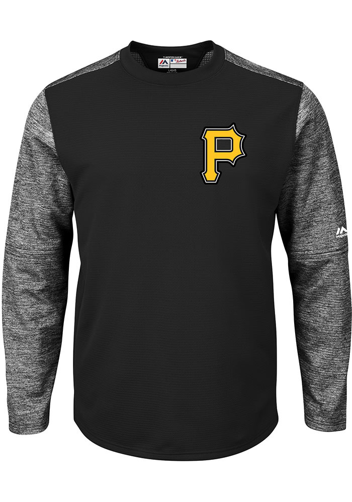 Majestic Pittsburgh Pirates Mens Black On-Field Tech Long Sleeve Sweatshirt