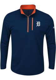 Majestic Detroit Tigers Mens Navy Blue Six Four Three Long Sleeve 1/4 Zip Pullover