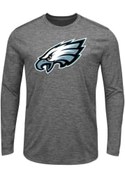 Majestic Philadelphia Eagles Grey Synthetic Logo Long Sleeve T-Shirt