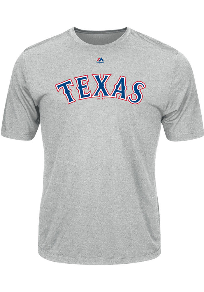 Majestic Texas Rangers Grey Wordmark Short Sleeve T Shirt