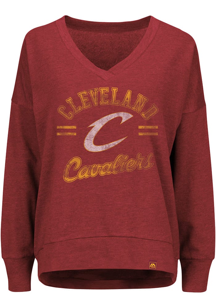 Majestic Cleveland Cavaliers Womens Maroon Seductive Pop Crew Sweatshirt