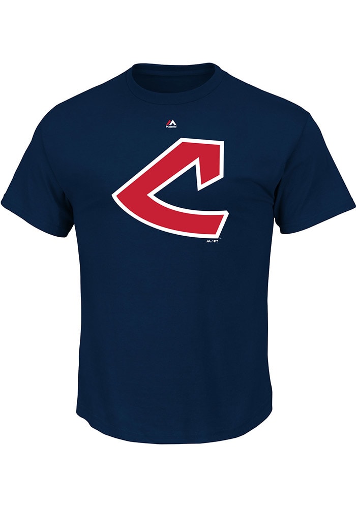 Majestic Cleveland Indians Navy Blue Cooperstown Logo Short Sleeve T Shirt