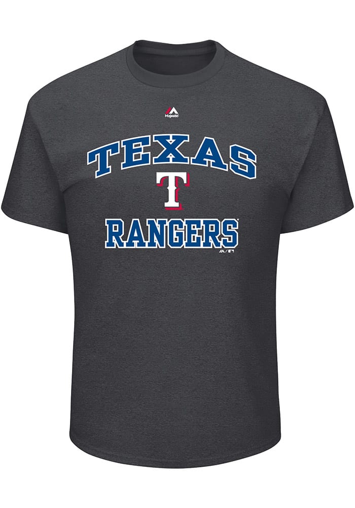 Majestic Texas Rangers Charcoal Heart and Soul Short Sleeve T Shirt