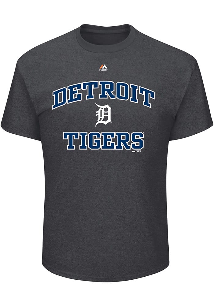 Majestic Detroit Tigers Charcoal Heart and Soul Short Sleeve T Shirt