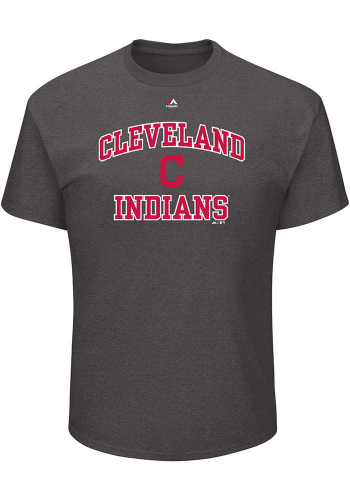 Majestic Cleveland Indians Charcoal Heart and Soul Short Sleeve T Shirt