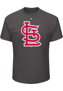 Majestic St Louis Cardinals Charcoal Oversized Cap Logo Short Sleeve T Shirt