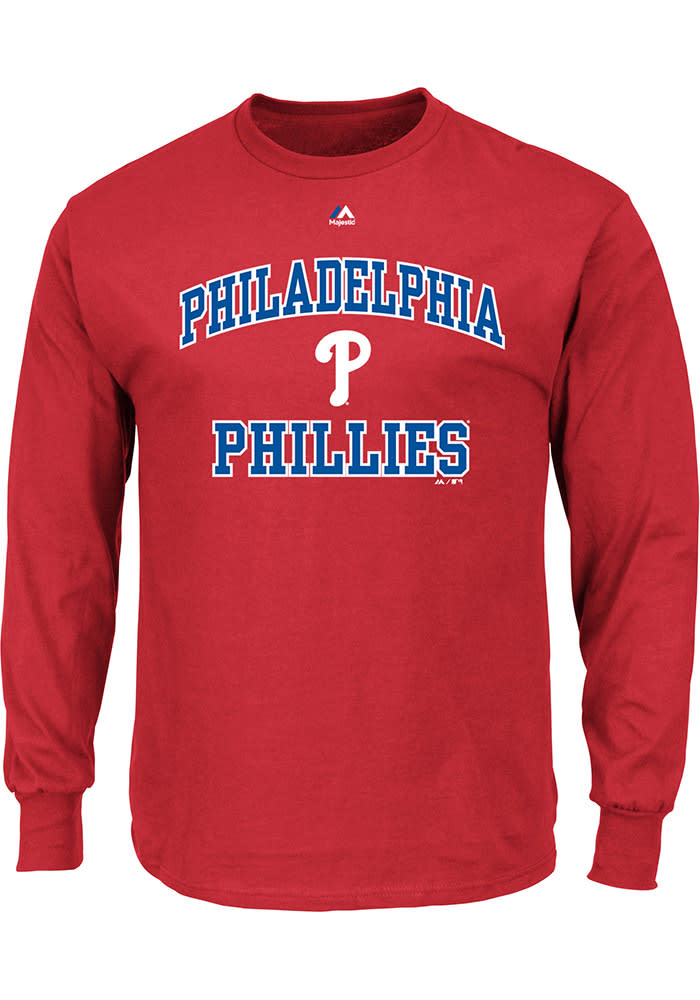Majestic Philadelphia Phillies Red Heart and Soul Long Sleeve T Shirt