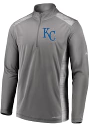 Majestic Kansas City Royals Mens Grey Perf.Movement Long Sleeve 1/4 Zip Pullover