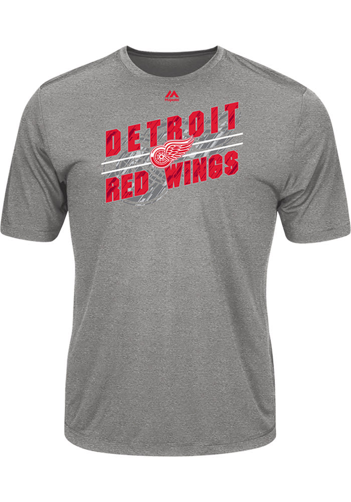 Majestic Detroit Red Wings Grey Drop Pass Short Sleeve T Shirt
