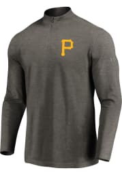 Majestic Pittsburgh Pirates Mens Grey Passion Left Chest Long Sleeve 1/4 Zip Pullover