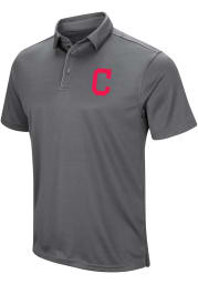 Majestic Cleveland Indians Mens Grey Tech Left Chest Short Sleeve Polo