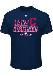Majestic Cleveland Indians Navy Blue Take October Short Sleeve T Shirt