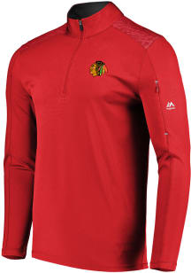 Majestic Chicago Blackhawks Mens Red Ultra Streak Long Sleeve 1/4 Zip Pullover