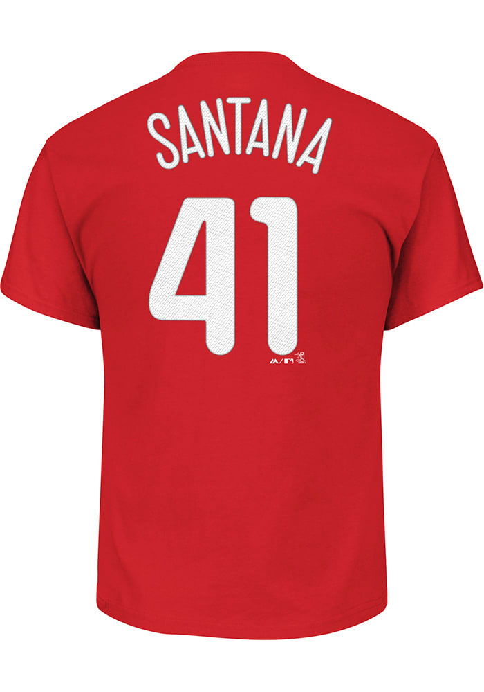 Carlos Santana Philadelphia Phillies Red Name and Number Short Sleeve Player T Shirt