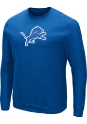 Majestic Detroit Lions Mens Blue Tek Patch Long Sleeve Crew Sweatshirt