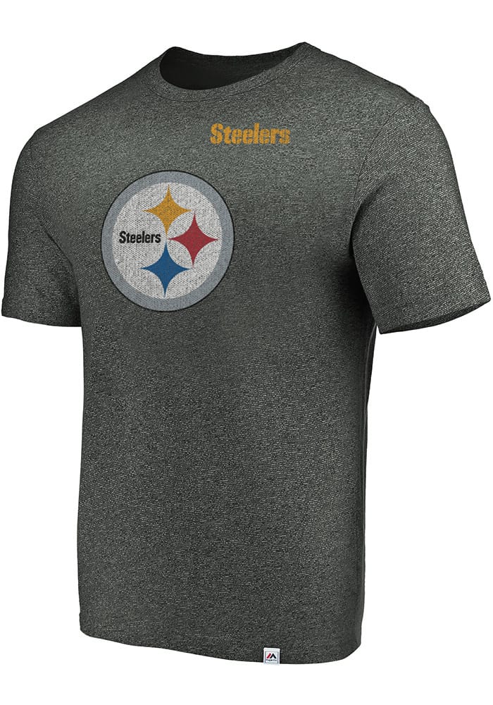 Majestic Pittsburgh Steelers Charcoal Static Logo Short Sleeve Fashion T Shirt