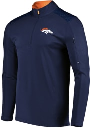 Majestic Denver Broncos Mens Navy Blue Ultra-Streak Long Sleeve 1/4 Zip Pullover