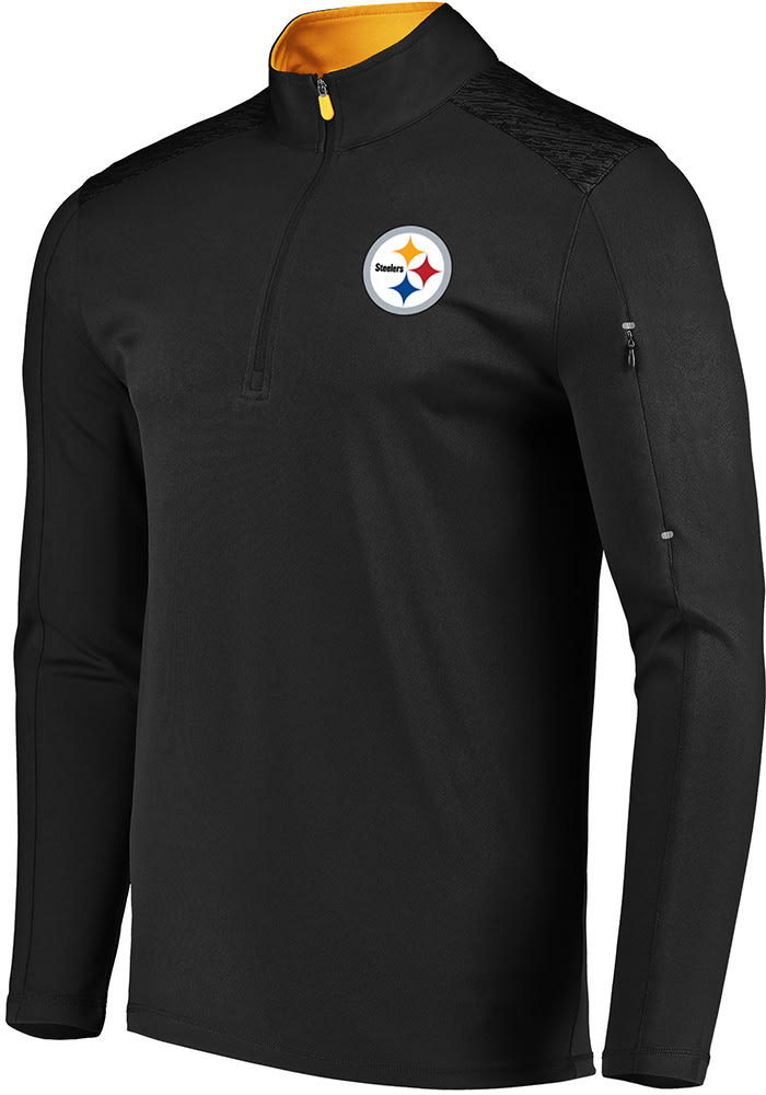 Majestic Pittsburgh Steelers Mens Black Ultra-Streak Long Sleeve 1/4 Zip Pullover