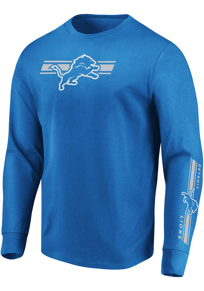 Majestic Detroit Lions Light Blue Dual Threat Long Sleeve T Shirt
