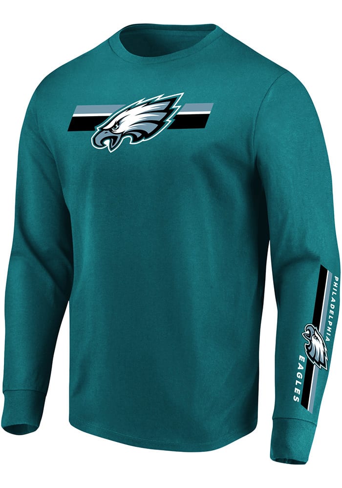 Majestic Philadelphia Eagles Midnight Green Dual Threat Long Sleeve T Shirt