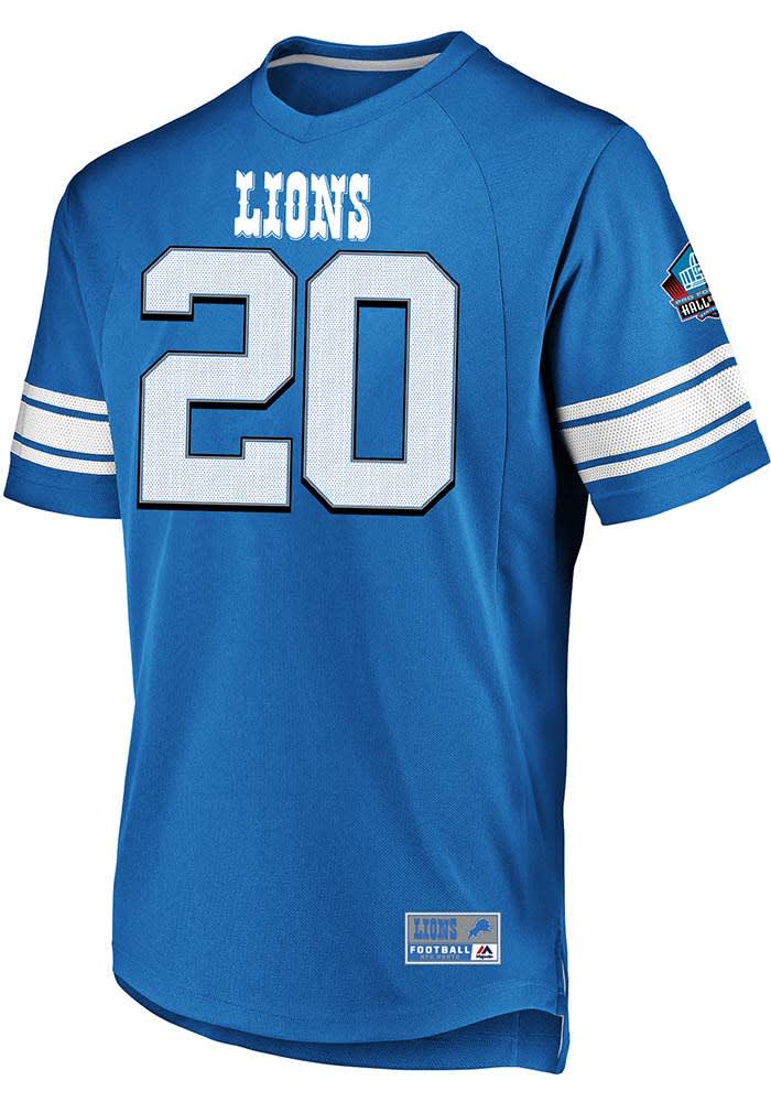 Barry Sanders Detroit Lions Light Blue Hashmark Short Sleeve Fashion Player T Shirt