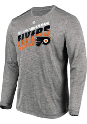 Majestic Philadelphia Flyers Grey Centre Long Sleeve T-Shirt
