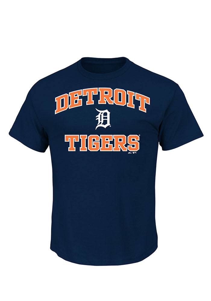 Majestic Detroit Tigers Navy Blue Heart and Soul Short Sleeve T Shirt