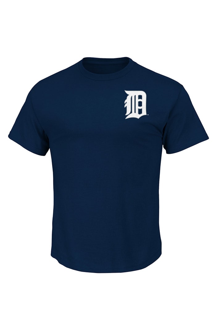 Majestic Detroit Tigers Navy Blue Triple Peak Wordmark Short Sleeve T Shirt