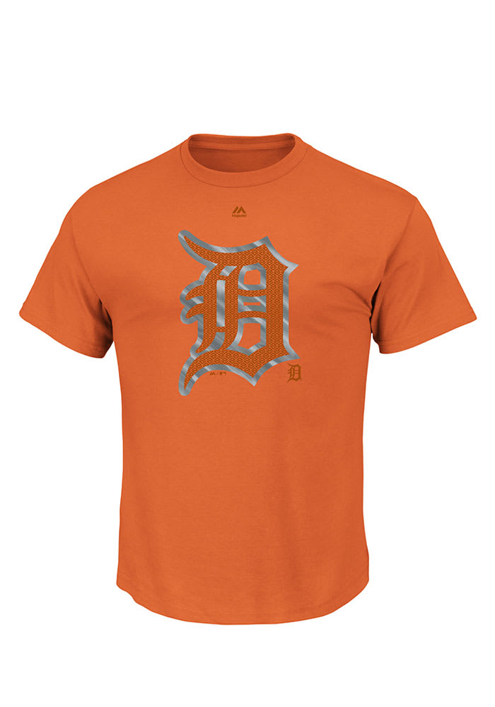 Majestic Detroit Tigers Orange Push Through Short Sleeve T Shirt