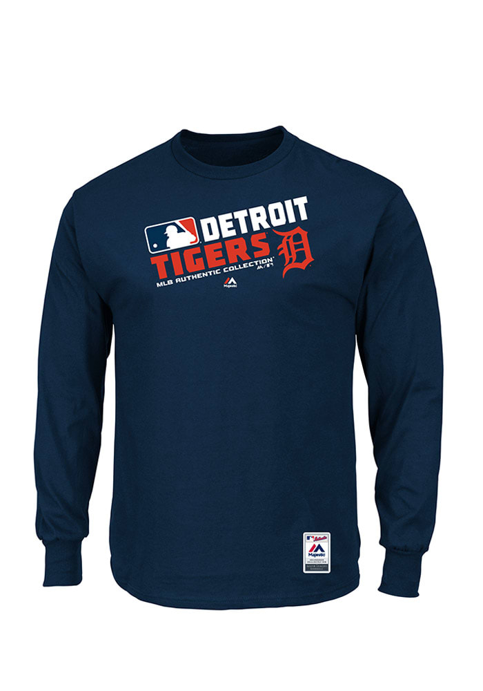 Majestic Detroit Tigers Navy Blue Long Sleeve T-Shirt