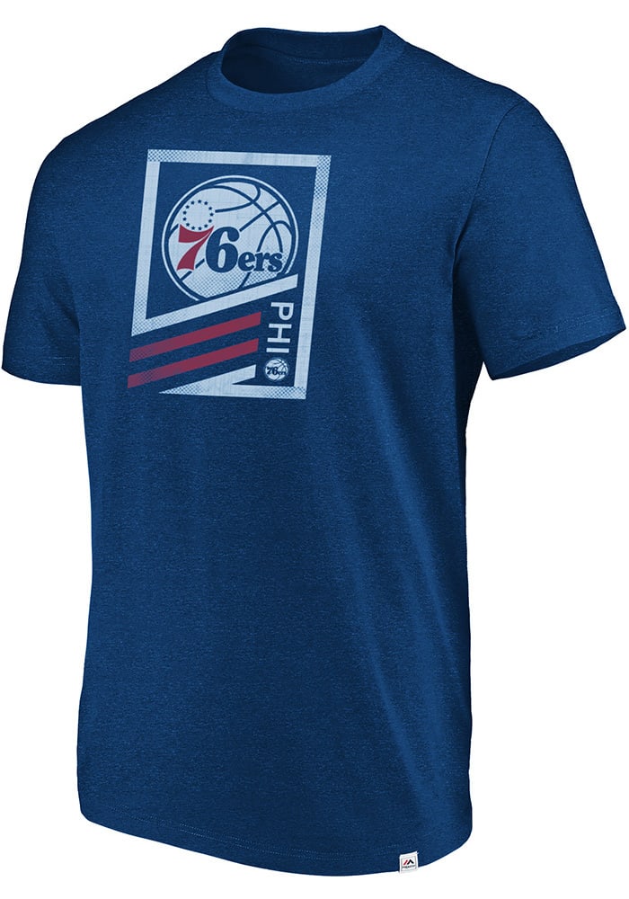 Majestic Philadelphia 76ers Blue Flex Classic Short Sleeve T Shirt