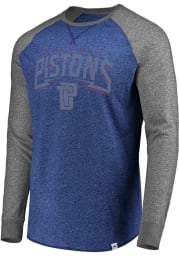 Majestic Detroit Pistons Blue Static Raglan Long Sleeve Fashion T Shirt