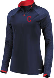 Majestic Cleveland Indians Womens Navy Blue Extremely Clear 1/4 Zip Pullover