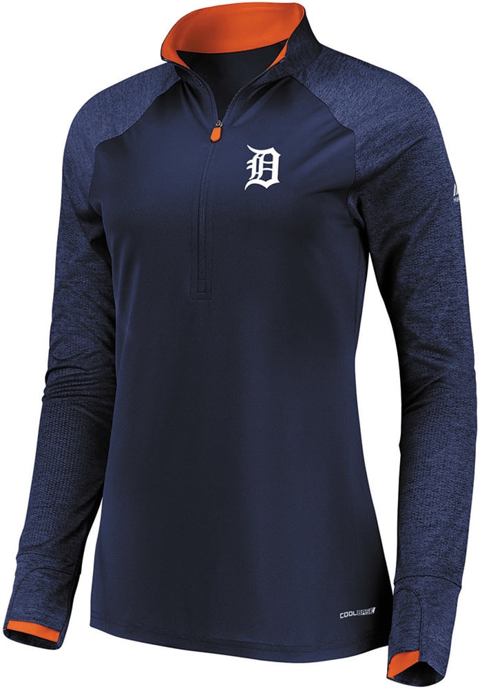 Majestic Detroit Tigers Womens Navy Blue Extremely Clear 1/4 Zip Pullover