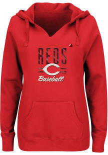 Majestic Cincinnati Reds Womens Red Prepare to Dazzle Hooded Sweatshirt