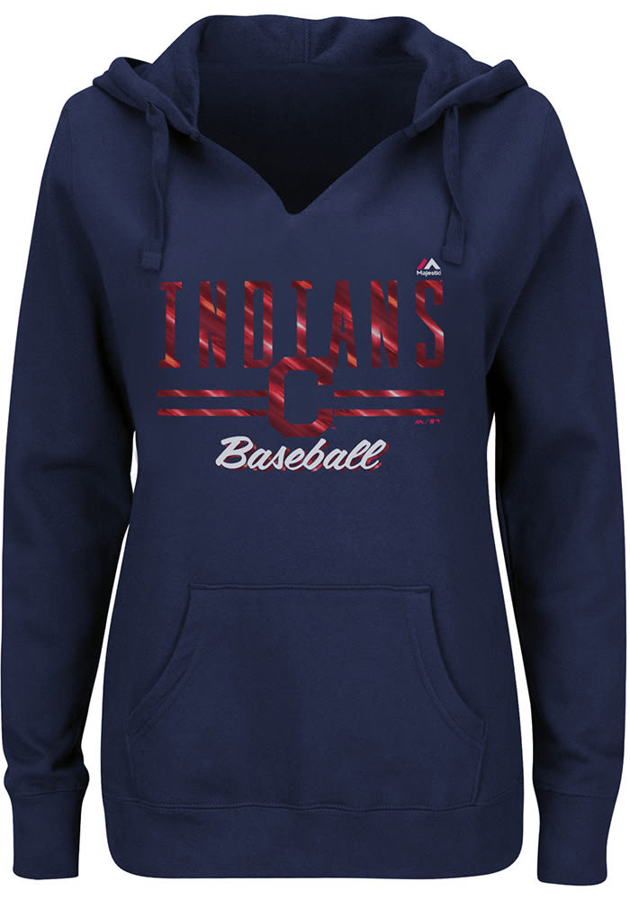 Majestic Cleveland Indians Womens Navy Blue Prepare to Dazzle Hooded Sweatshirt