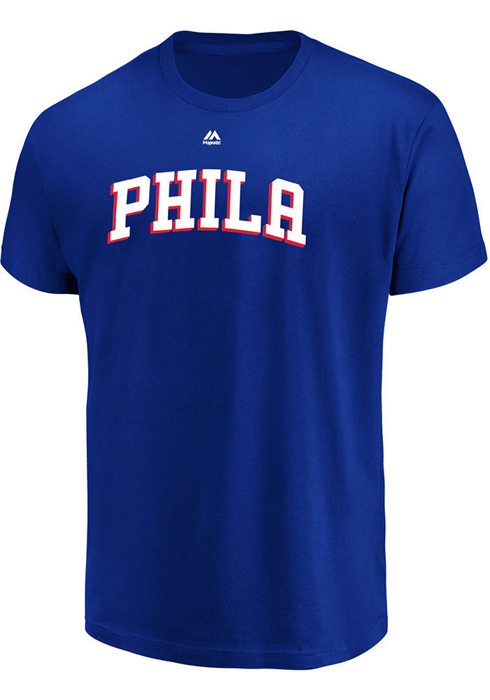 Majestic Philadelphia 76ers Blue Big Athletic Short Sleeve T Shirt